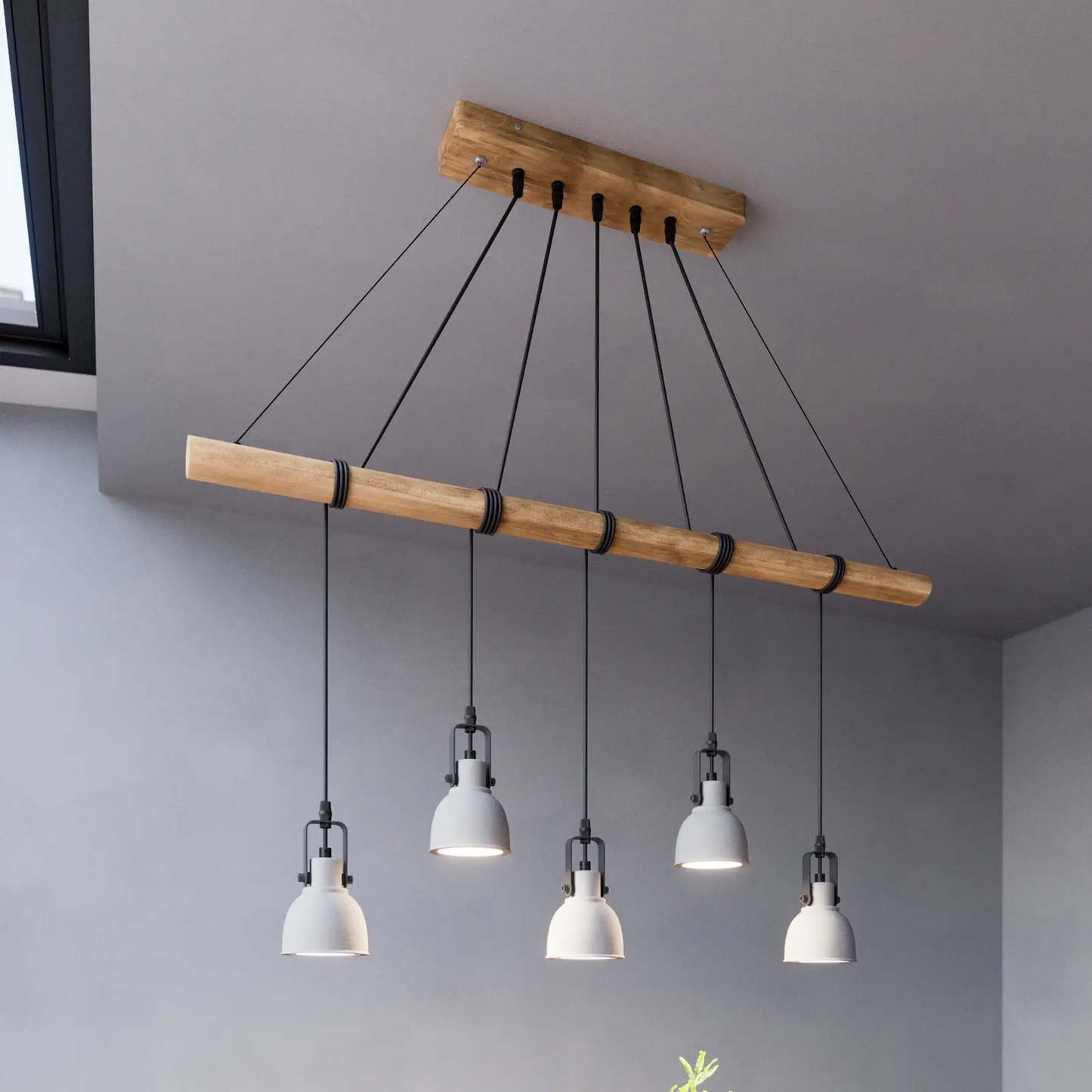Lindby Mitis LED pakabinamas šviestuvas pagamintas iš betono ir medžio