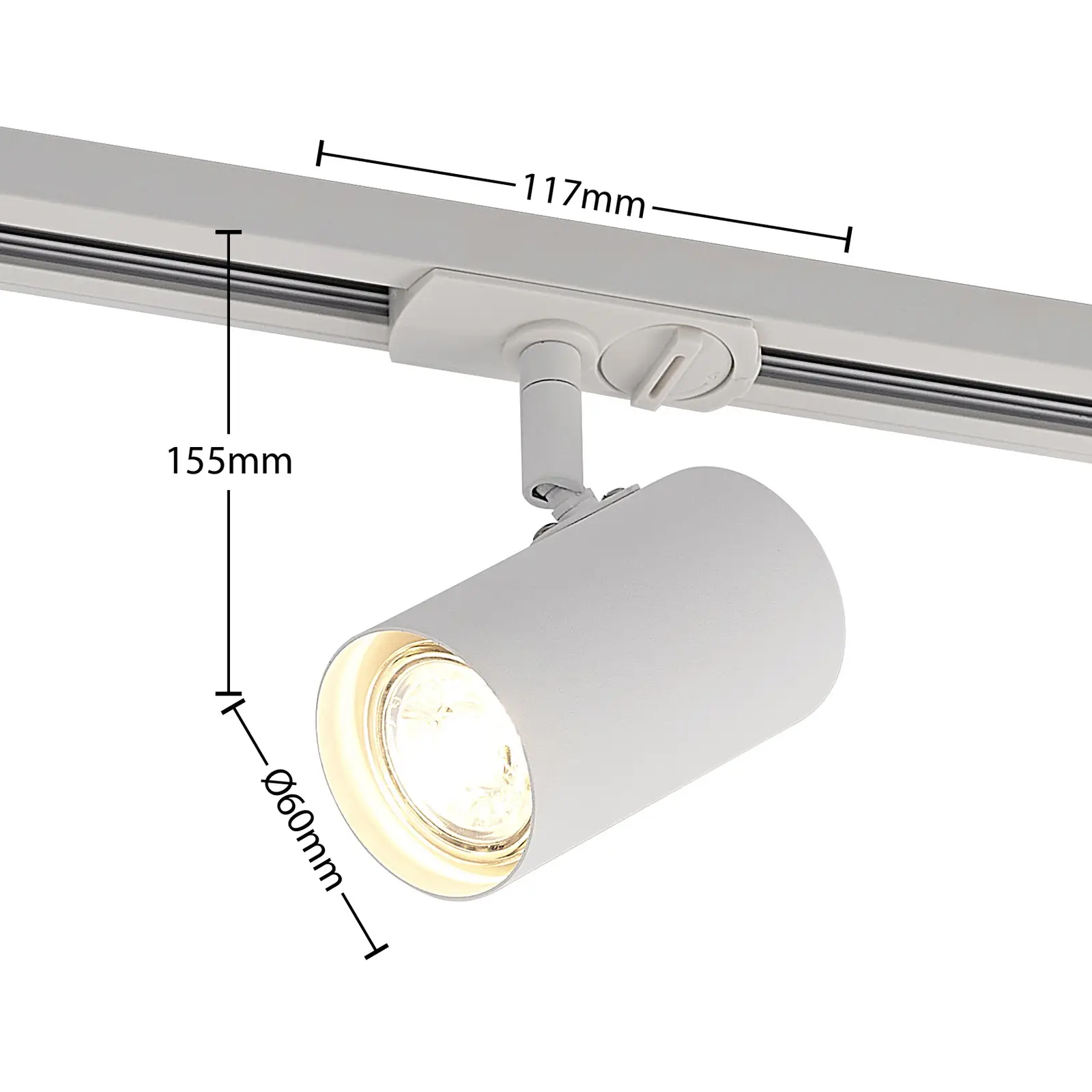 Lindby Ties LED bėgių lemputė, 1 fazė, balta