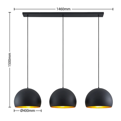 Lindby Tarjei pakabinamas šviestuvas, 146 cm, juodos ir auksinės spalvos