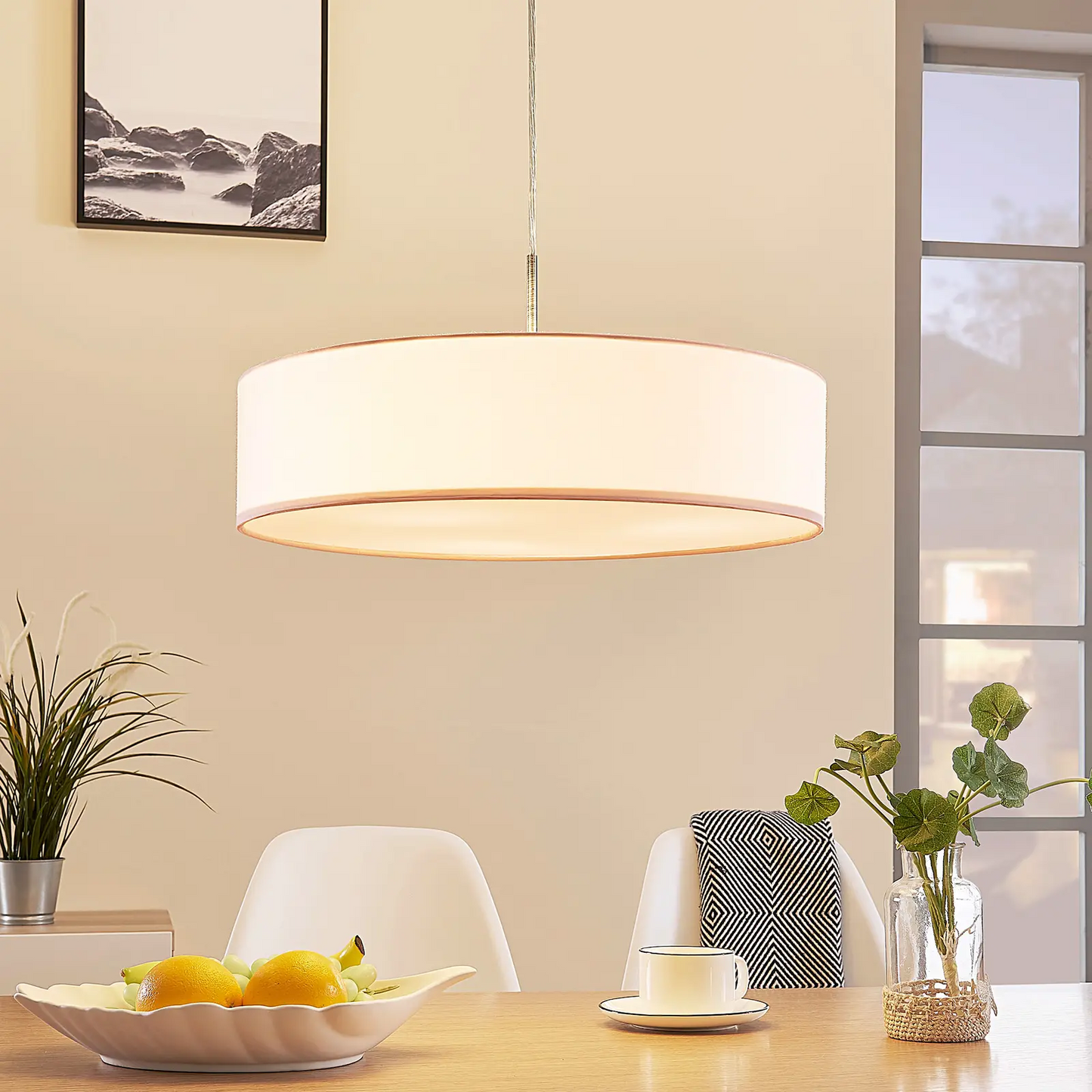 Sebatin pakabinamas šviestuvas su E27 LED, 50 cm, baltas