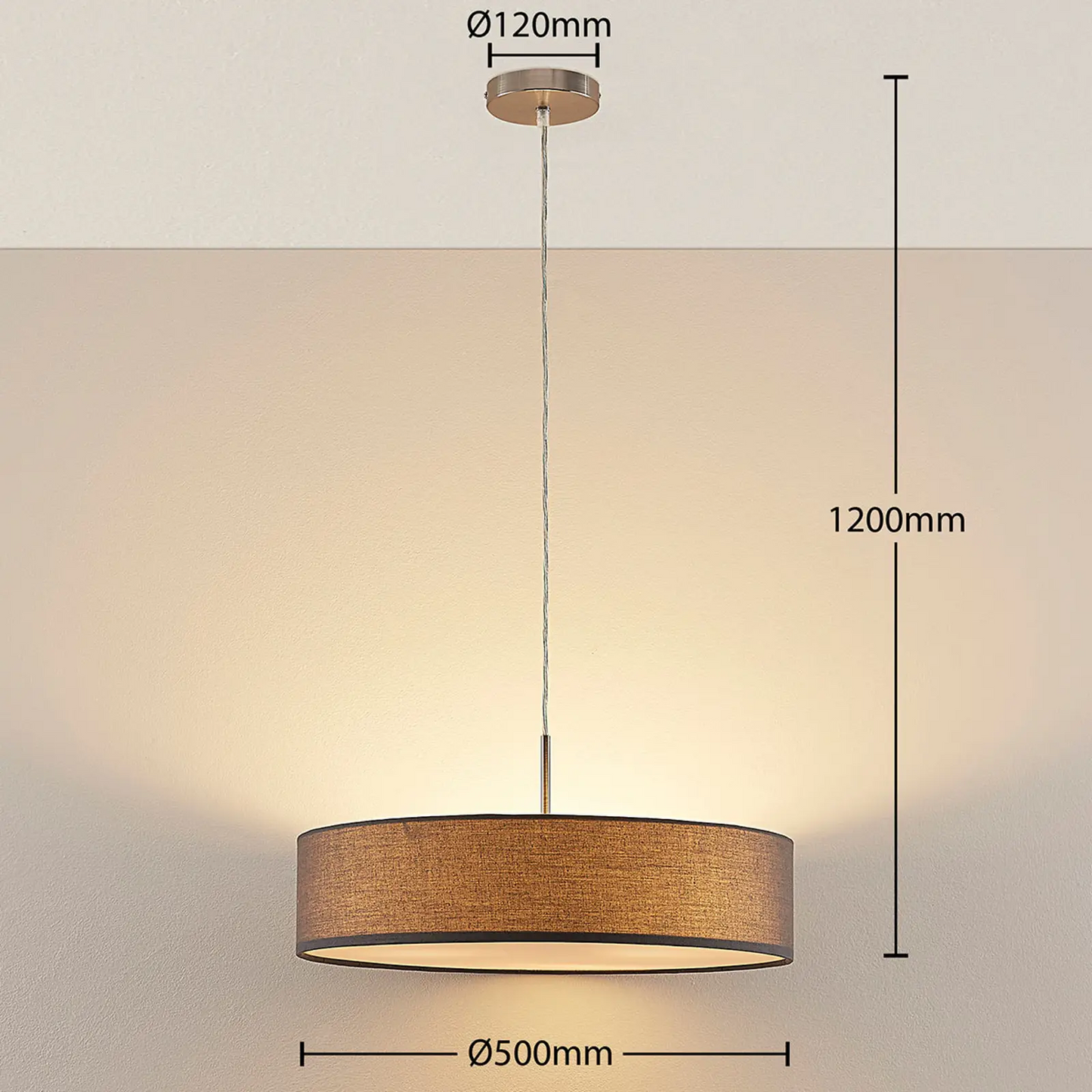 Sebatin pakabinamas šviestuvas su E27 LED, 50 cm, pilkas