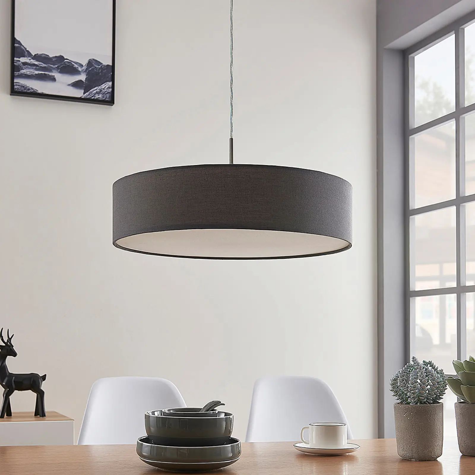 Sebatin pakabinamas šviestuvas su E27 LED, 50 cm, pilkas