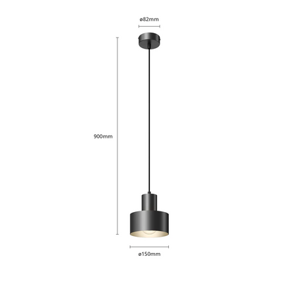 Rif metalinis pakabinamas šviestuvas, juodas, Ø 15 cm