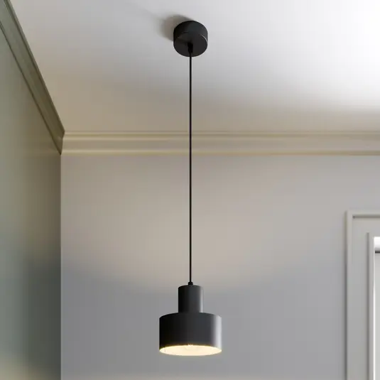 Rif metalinis pakabinamas šviestuvas, juodas, Ø 15 cm