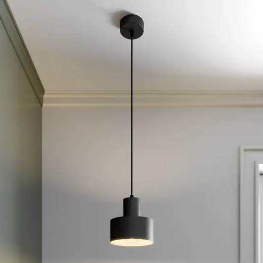 Rif metalinis pakabinamas šviestuvas, juodas, Ø 15 cm