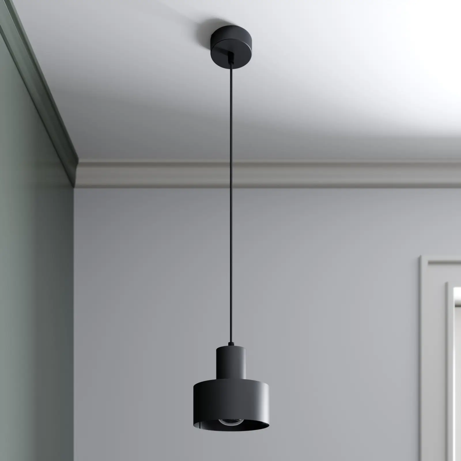 Rif metalinis pakabinamas šviestuvas, juodas, Ø 15 cm