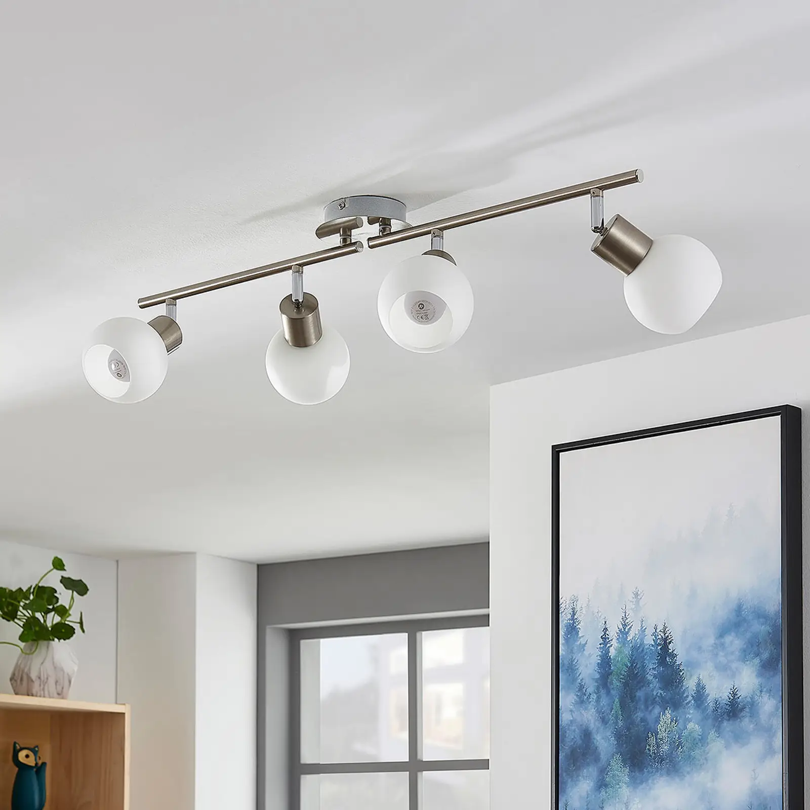 LED lubinis šviestuvas Elaina, 4 lempučių, matinis nikelis