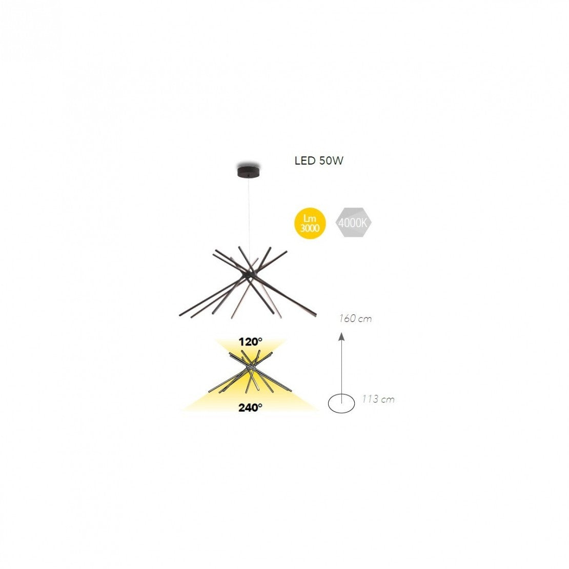 LUCE ambient design sospensione Shanghai LED nero