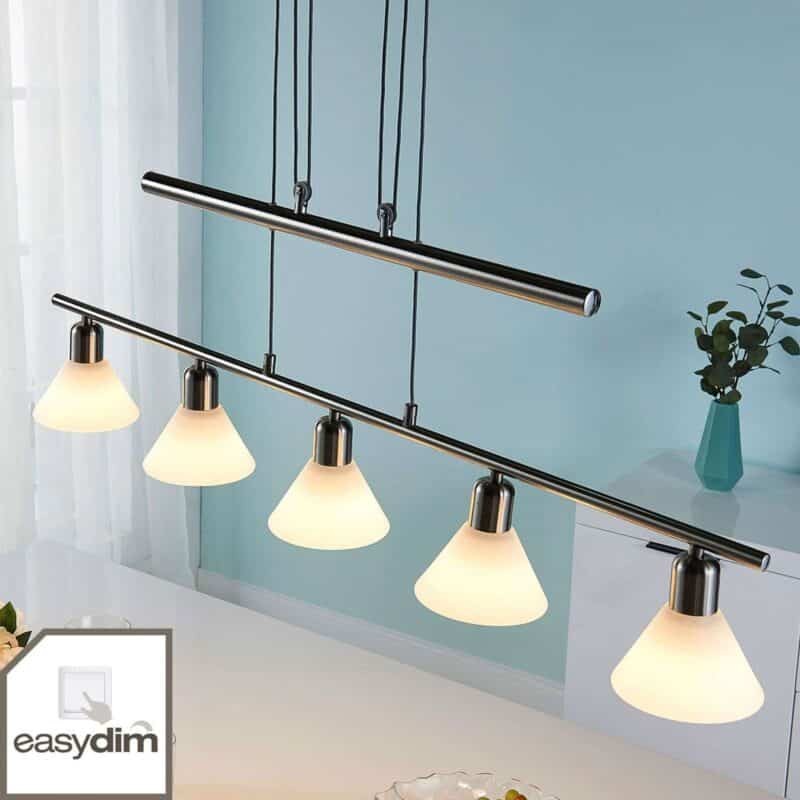 Eleasa LED pakabinamas šviestuvas, easydim 5 lempučių, nikelio
