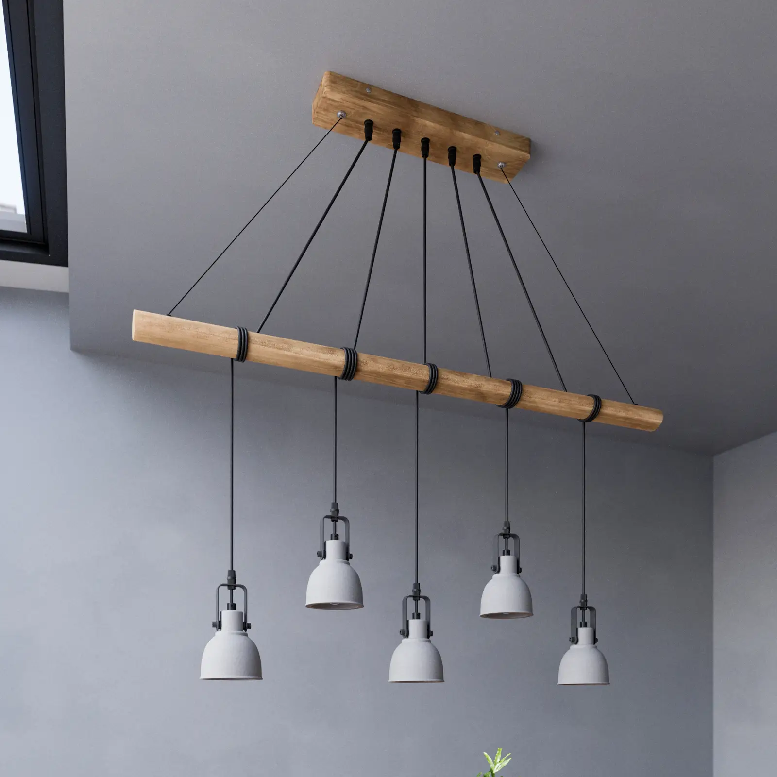 Lindby Mitis LED pakabinamas šviestuvas pagamintas iš betono ir medžio