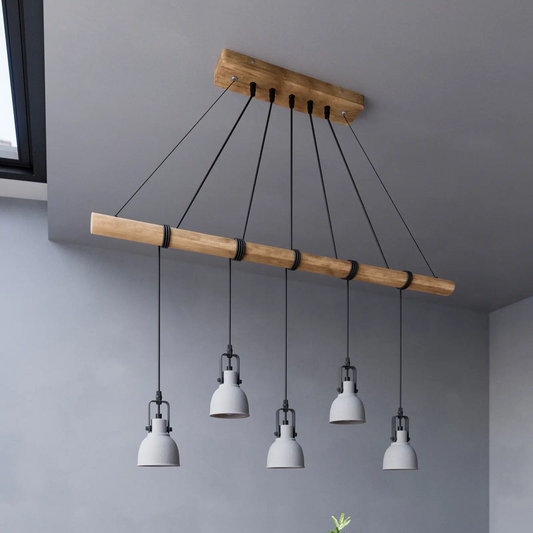Lindby Mitis LED pakabinamas šviestuvas pagamintas iš betono ir medžio