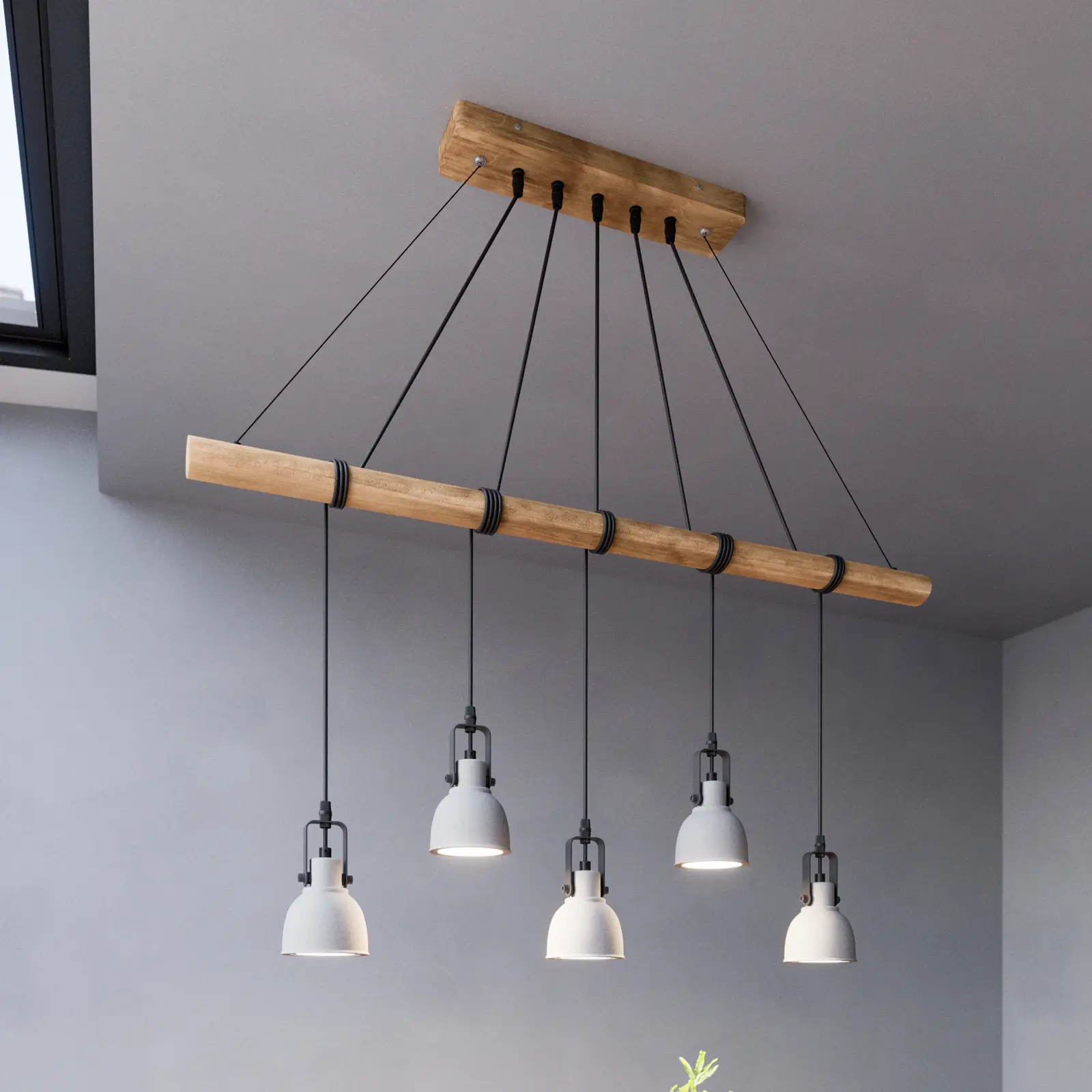 Lindby Mitis LED pakabinamas šviestuvas pagamintas iš betono ir medžio