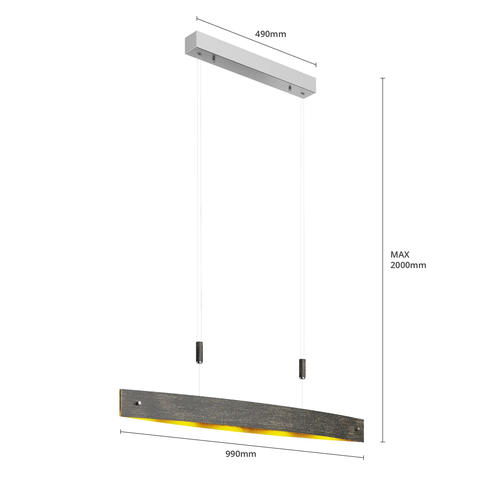 Lio LED pakabinamas šviestuvas juodos spalvos su aukso apdaila