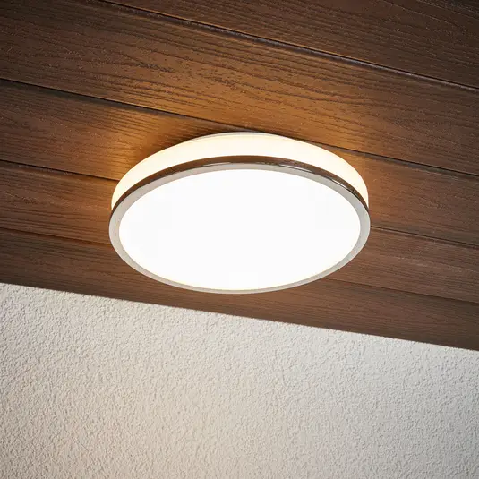 Apvalus LED lubinis šviestuvas Lyss su chromuotu apvadu, IP44