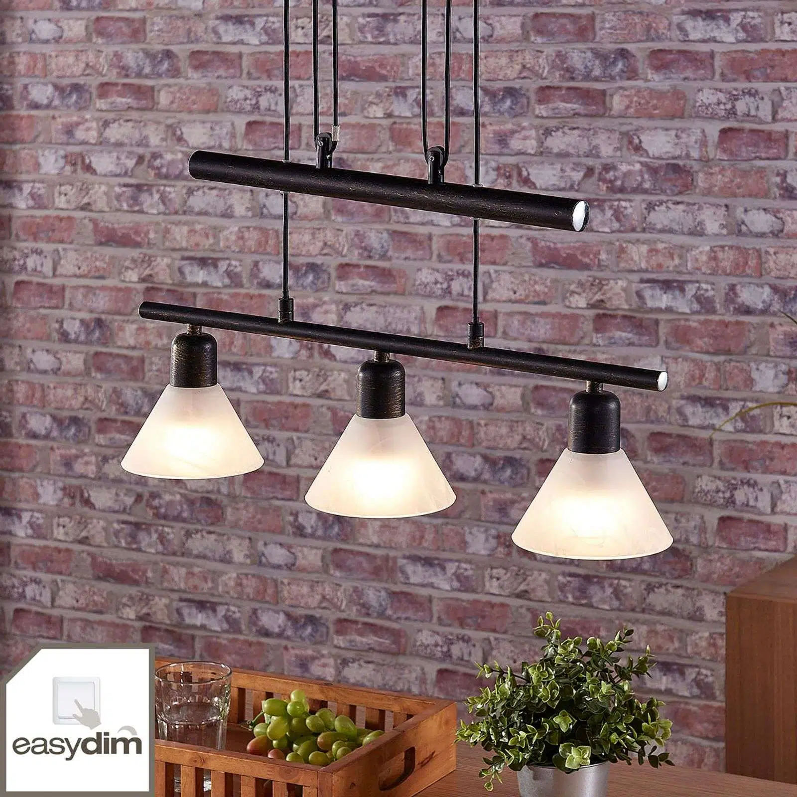 Eleasa LED pakabinamas šviestuvas, easydim 3 lempučių, juodas