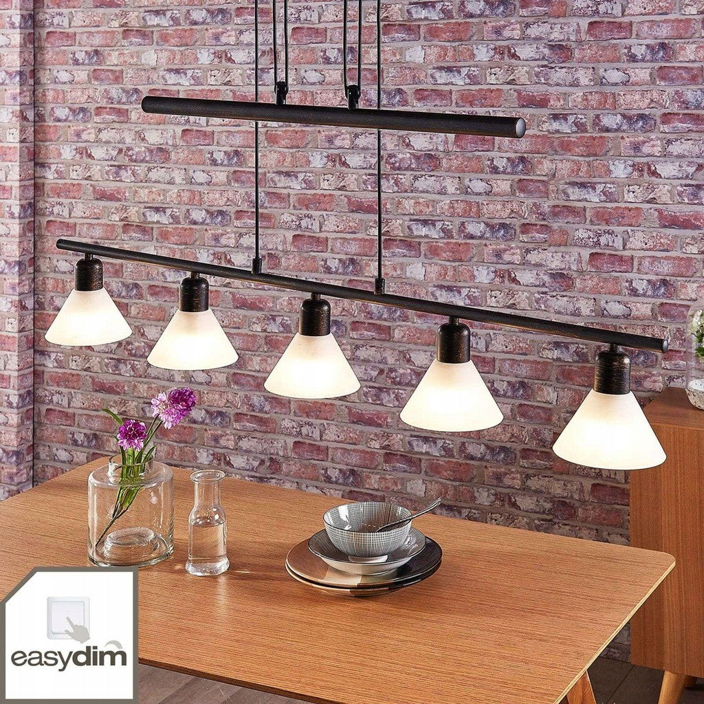 Eleasa LED pakabinamas šviestuvas, easydim 5 lempučių, juodas