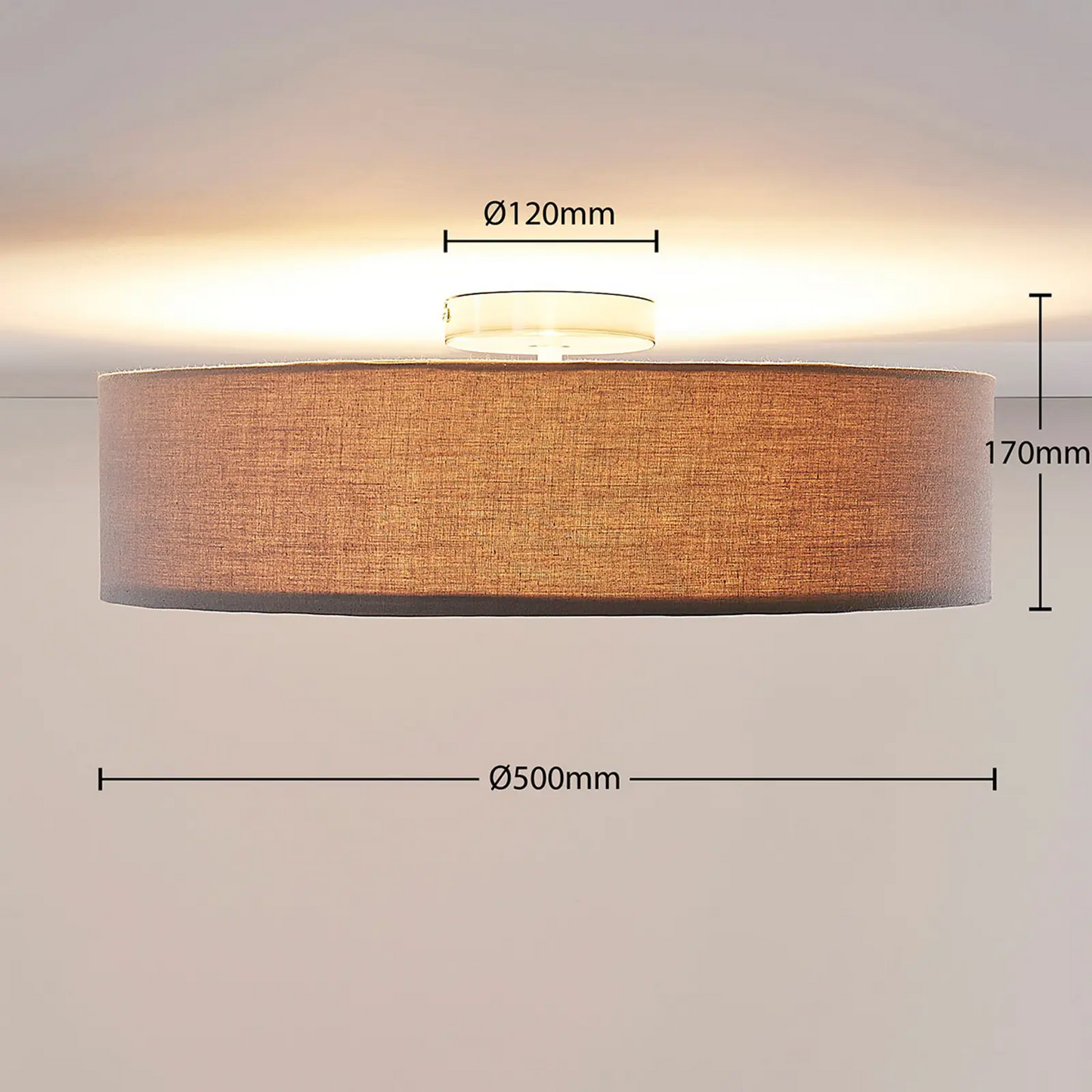 Lubinis šviestuvas Sebatin su E27 LED, 50 cm, pilkas