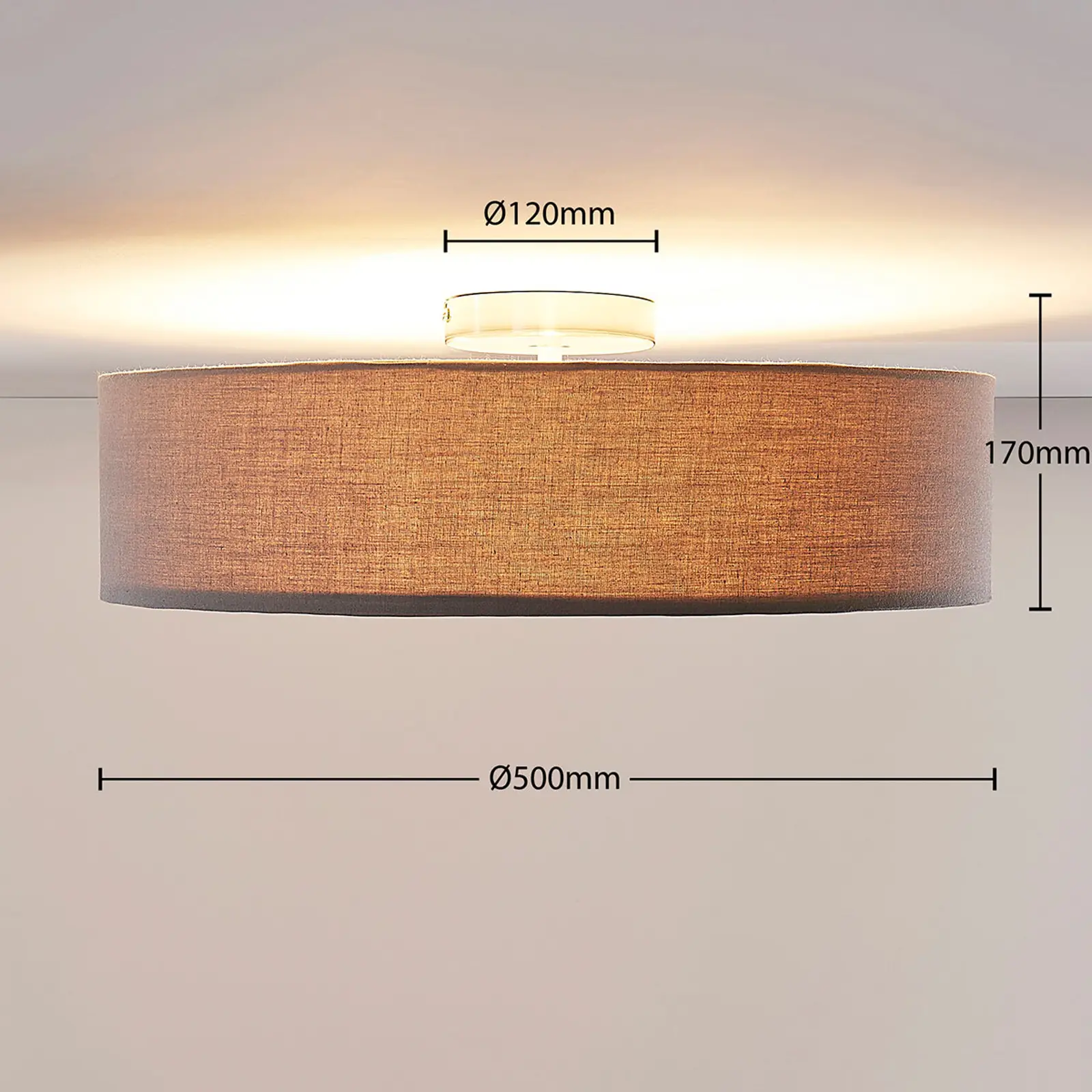 Lubinis šviestuvas Sebatin su E27 LED, 50 cm, pilkas
