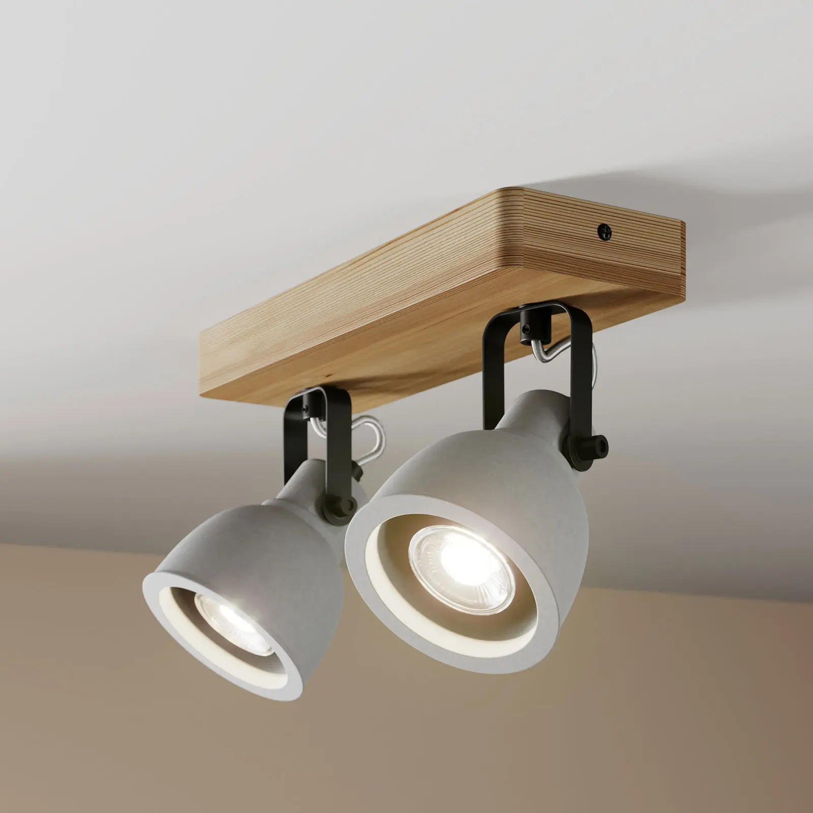 Lindby Mitis LED lubinis šviestuvas, pušies medienos, 2 lempučių.