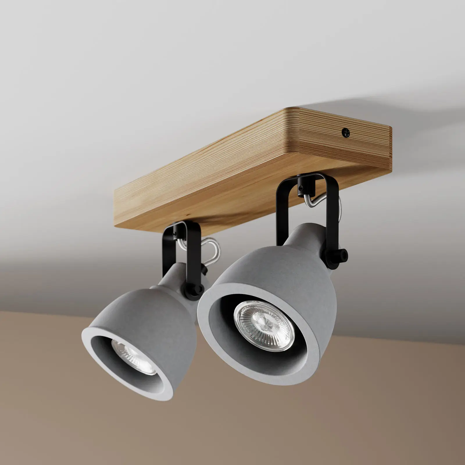 Lindby Mitis LED lubinis šviestuvas, pušies medienos, 2 lempučių.