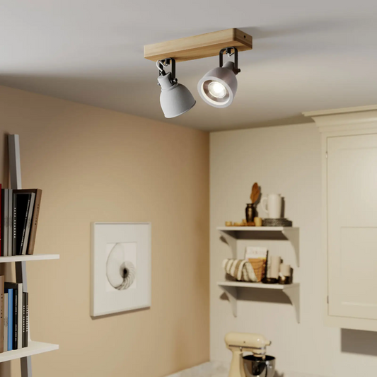 Lindby Mitis LED lubinis šviestuvas, pušies medienos, 2 lempučių.