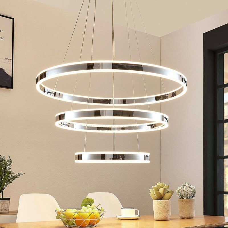 LED pakabinamas šviestuvas Lyani, 3 žiedai vienas po kito