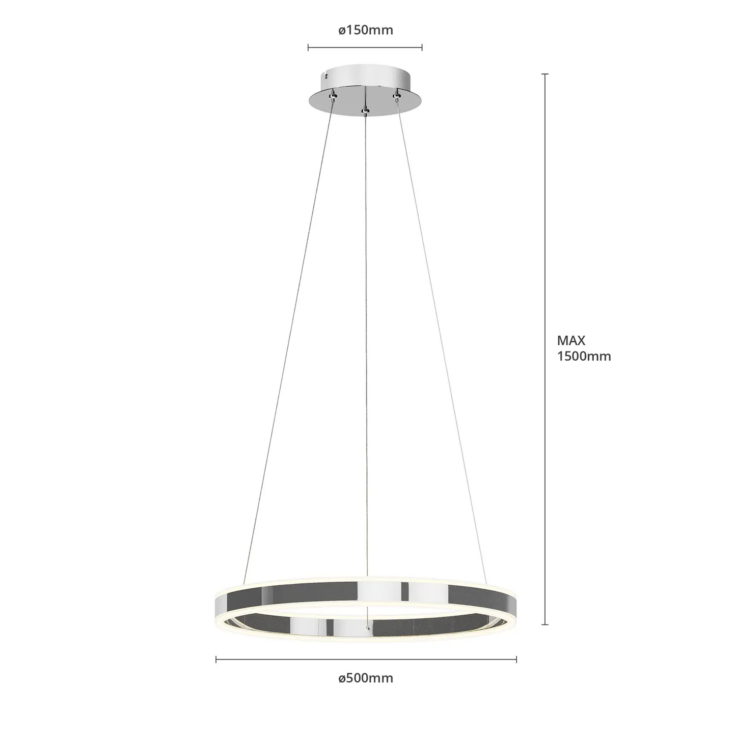 Lyani LED pakabinamas šviestuvas chromo, reguliuojamas, 50 cm