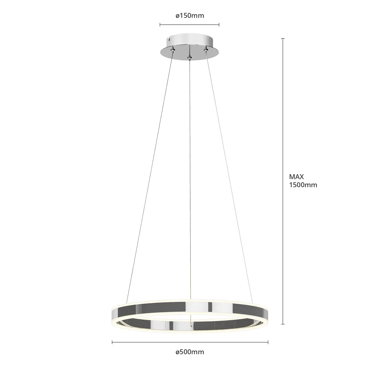 Lyani LED pakabinamas šviestuvas chromo, reguliuojamas, 50 cm