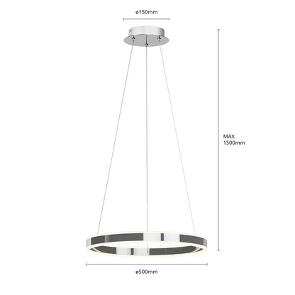 Lyani LED pakabinamas šviestuvas chromo, reguliuojamas, 50 cm