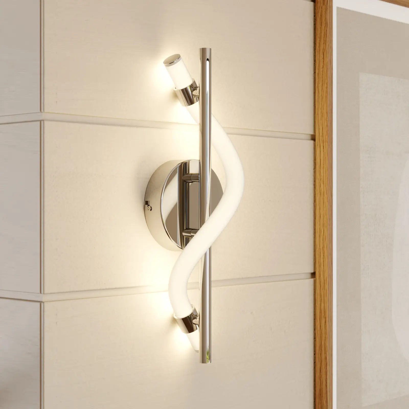 Lucande Curla LED sieninis šviestuvas chromo