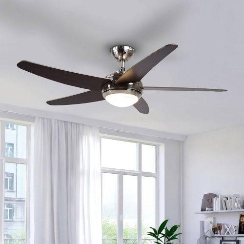 Lindby Anneka LED lubų ventiliatorius, wenge spalvos