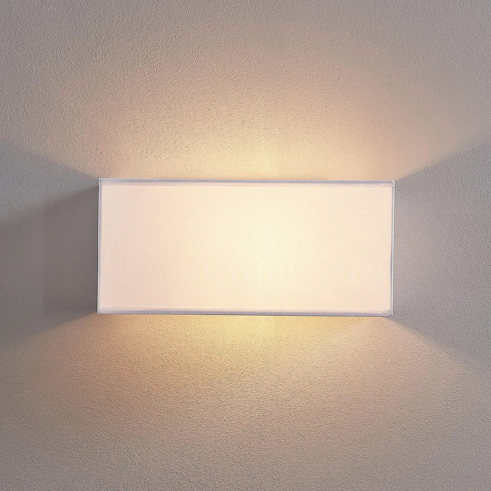 Medžiaginis sieninis šviestuvas Adea, 30 cm, kvadratinis, baltas