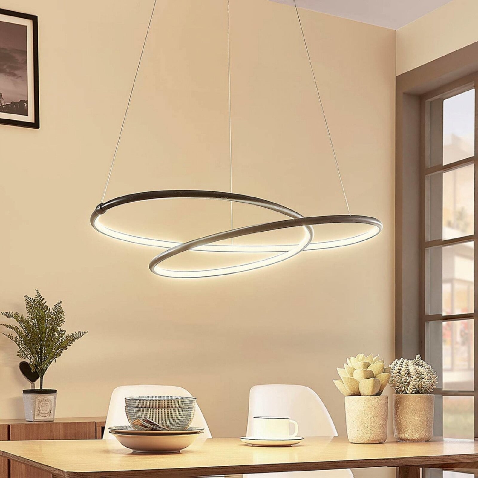 Mirasu LED pakabinamas šviestuvas, spiralės formos, juodas