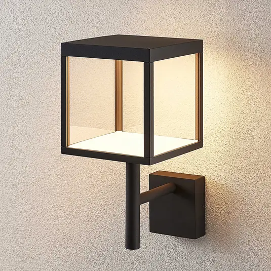 Cube LED lauko sieninis šviestuvas su stiklo gaubtu, grafitas