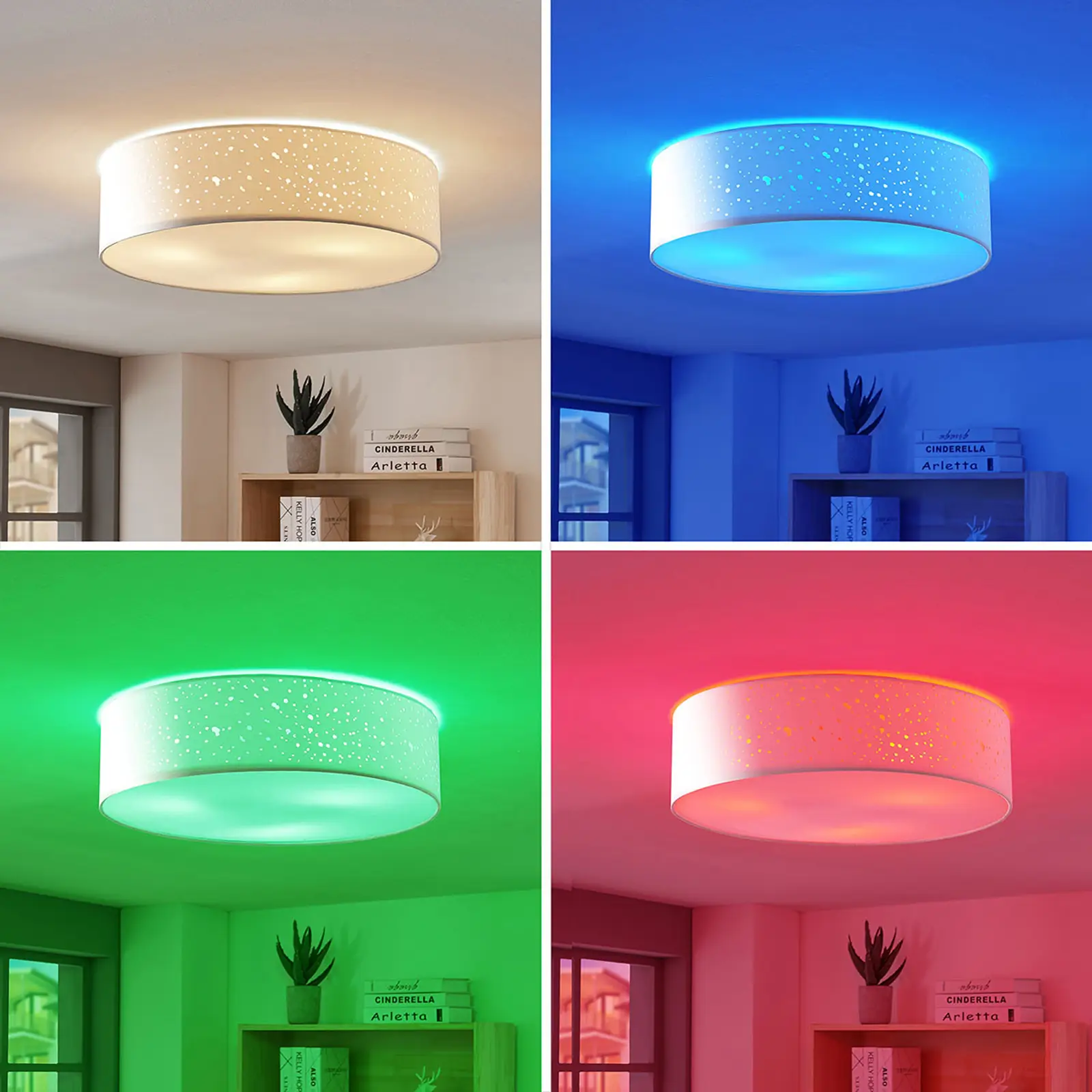 Lindby Smart LED lubų lempa Alwine, programėlė, tiesiogiai