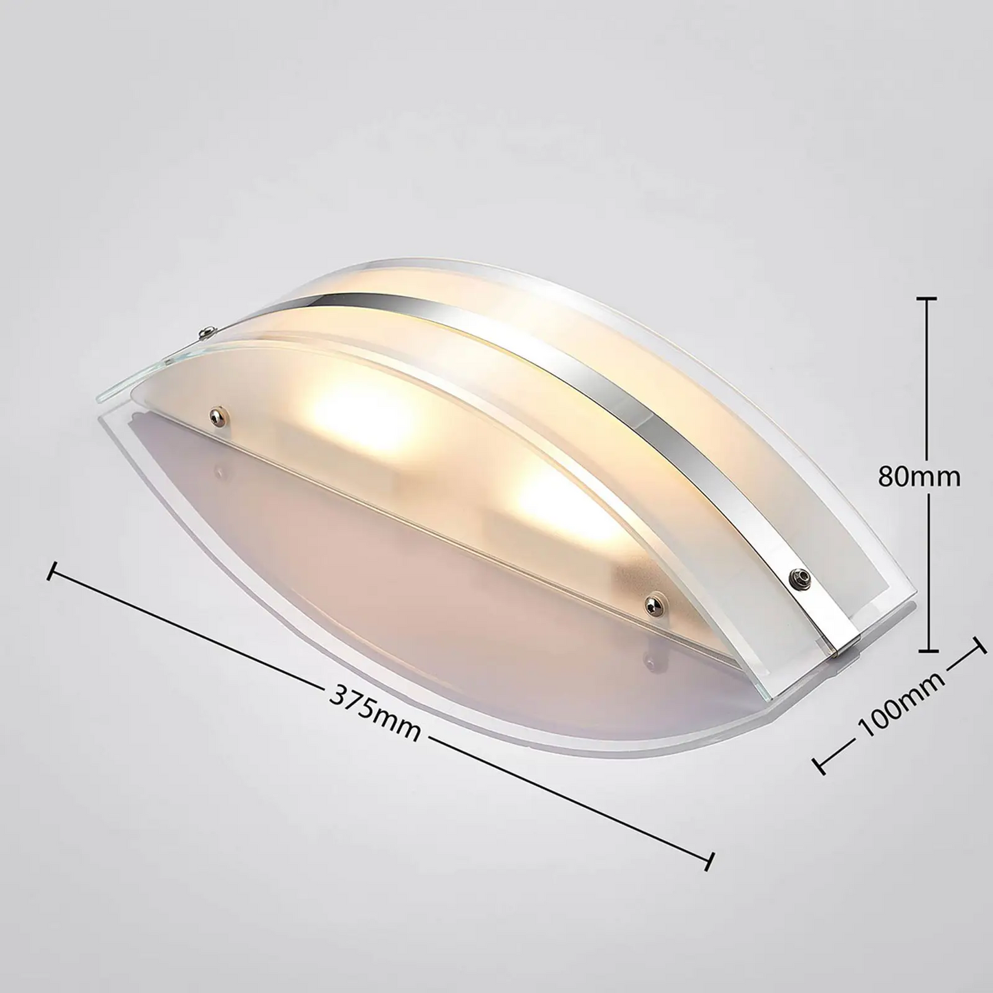 LED sieninis šviestuvas Zinka iš stiklo, 37,5 cm