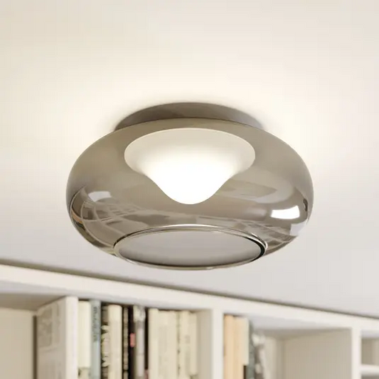 Stiklinis LED lubinis šviestuvas Mijo dūminio pilkumo
