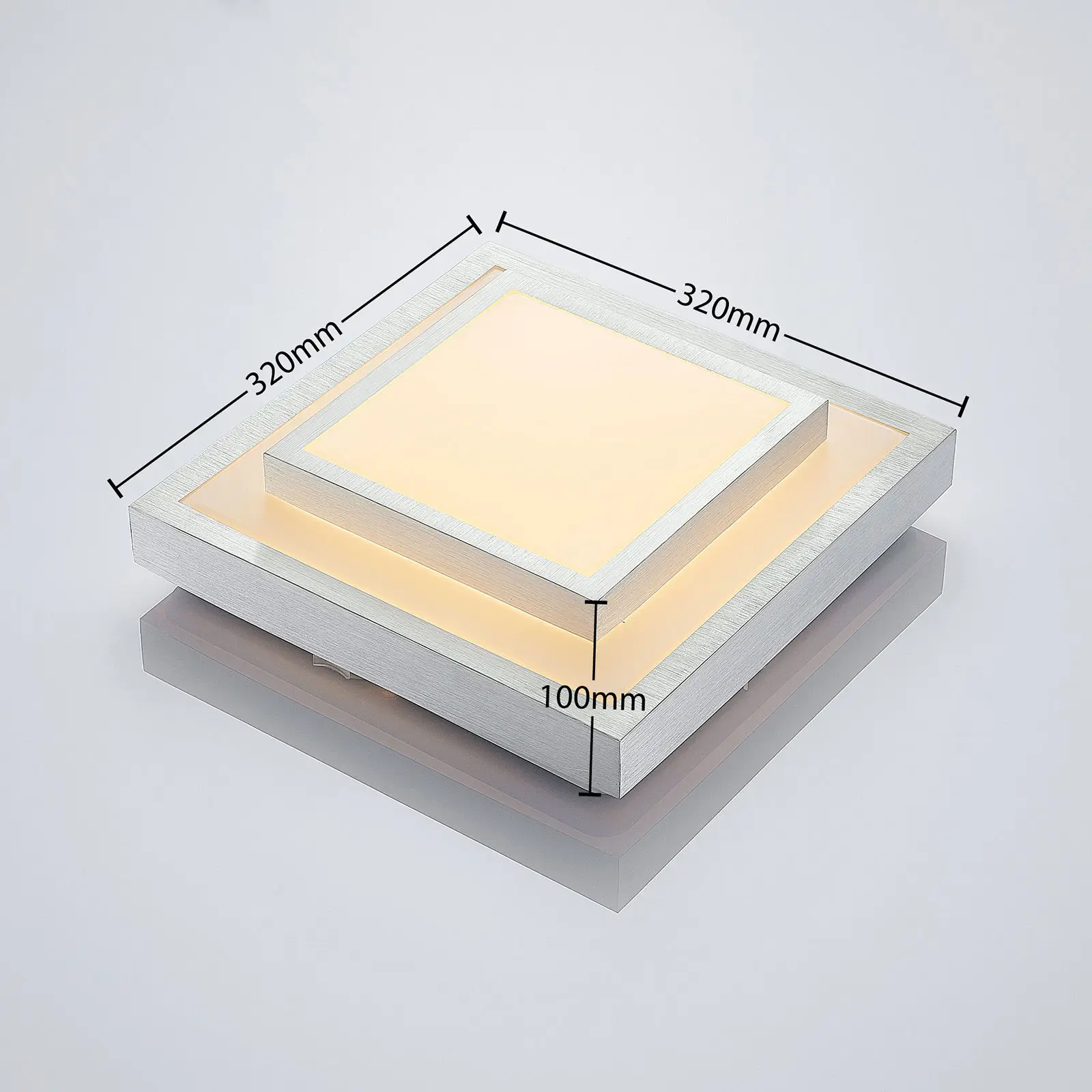 Lindby Mirco LED aliuminio lubinis šviestuvas, kvadratinis, 32 cm