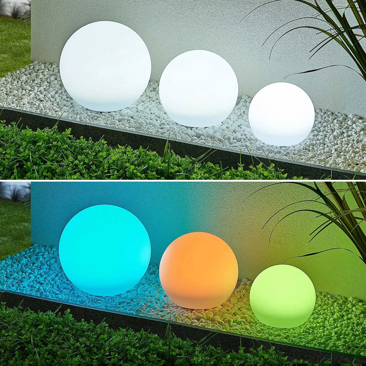 Lindby Lago LED saulės lempos RGBW, 3 rutuliukų rinkinys