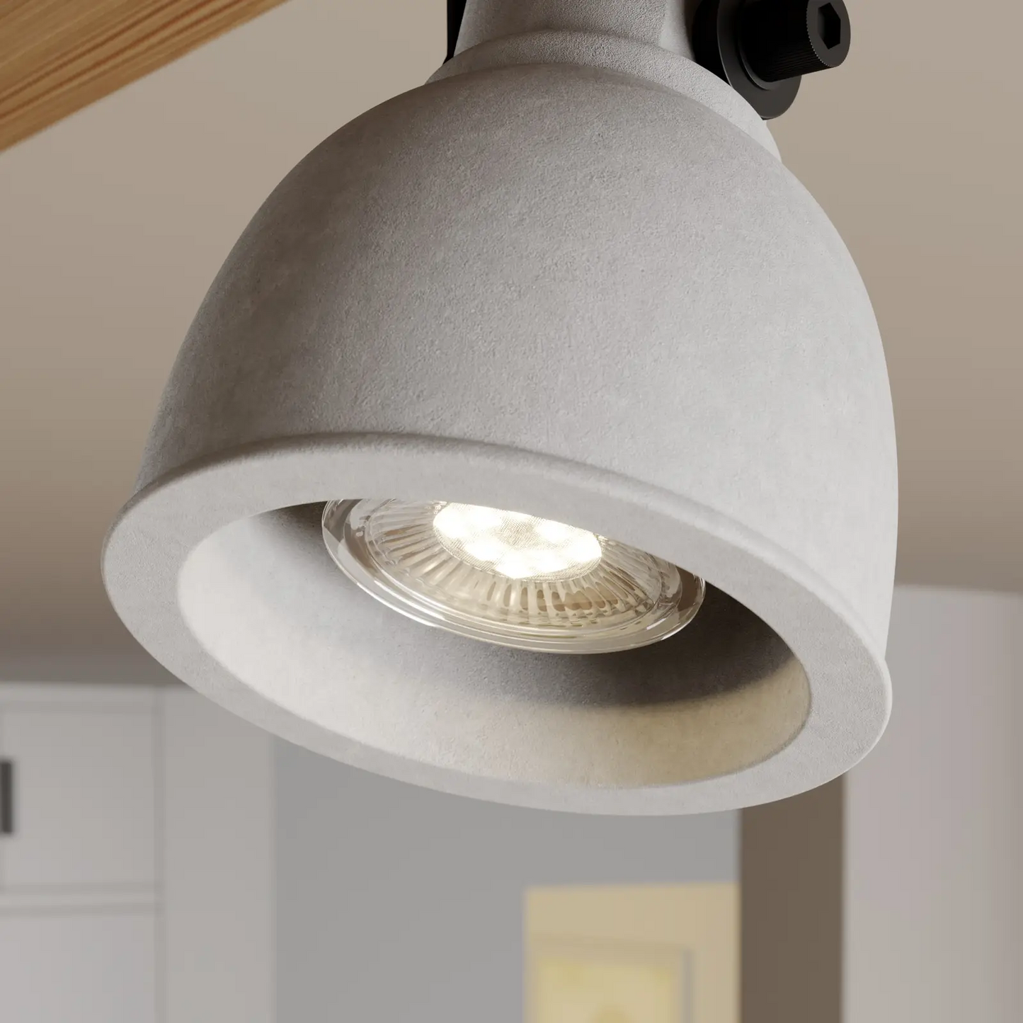 Lindby Mitis LED lubinis šviestuvas, pušies medienos, 4 lempučių.