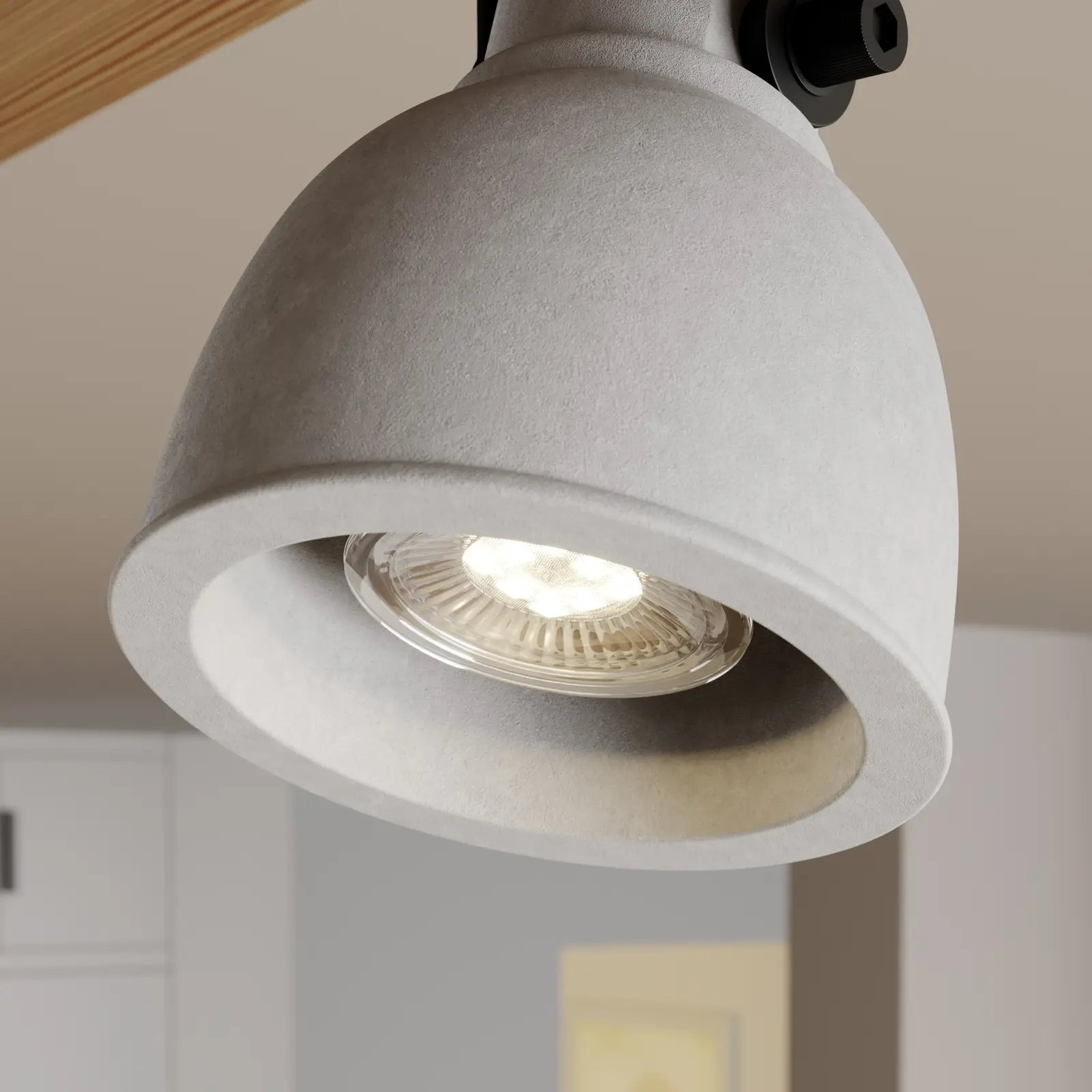 Lindby Mitis LED lubinis šviestuvas, pušies medienos, 4 lempučių.
