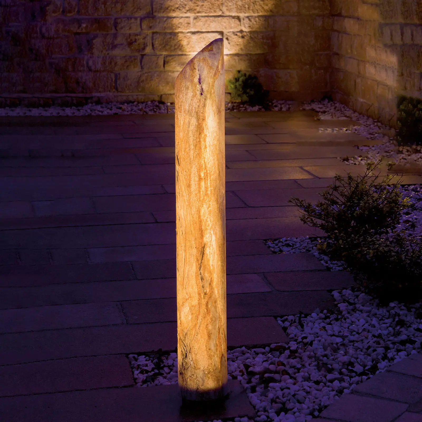Šviečianti LED kolonėlė Sahara su smiltainiu, 41 cm
