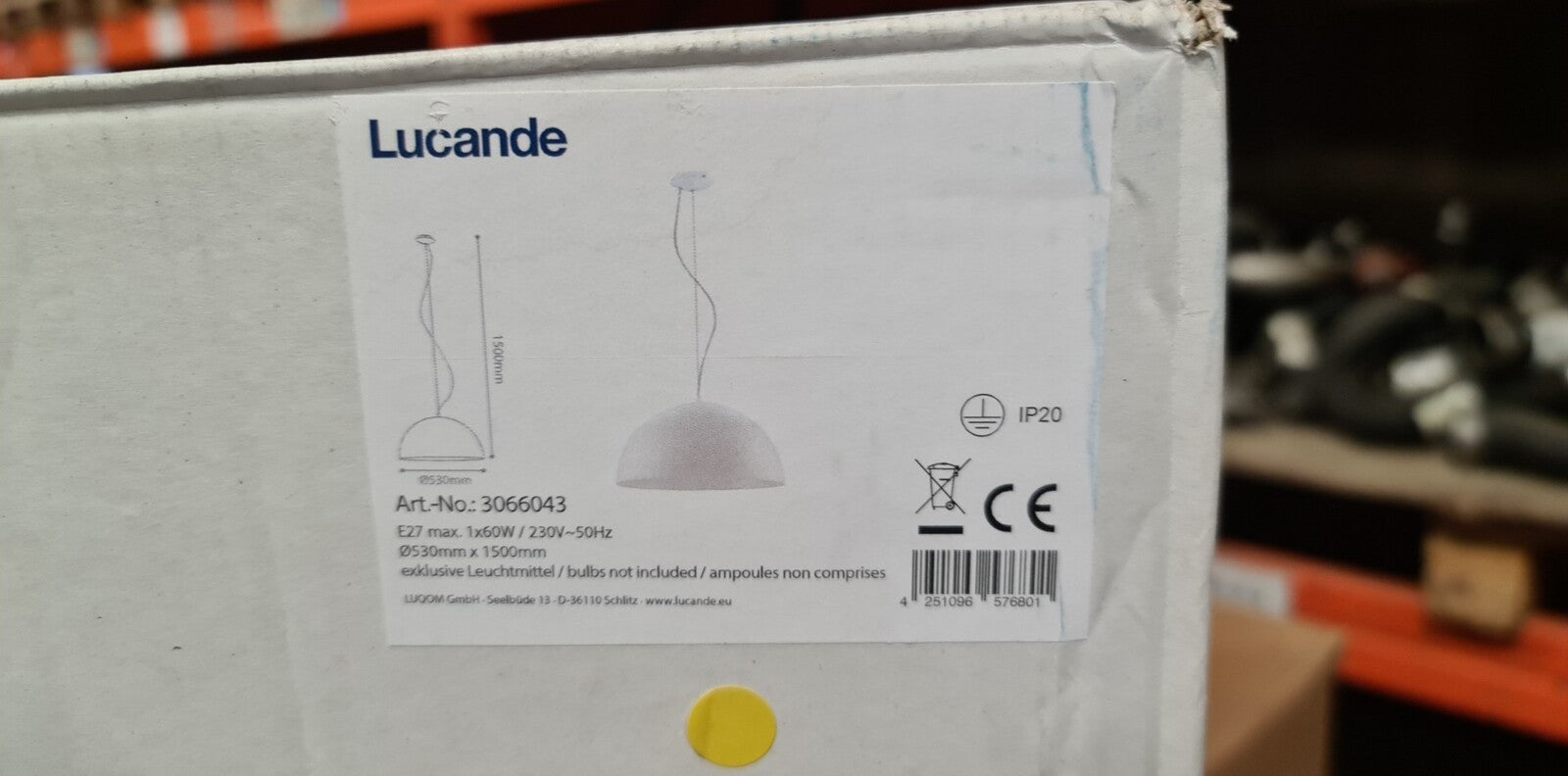 Lucande Maleo pakabinama lempa 53cm balta