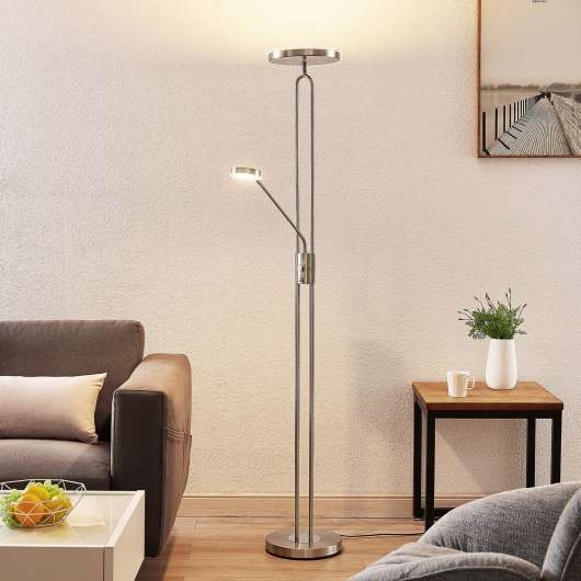 Lindby Twina LED toršeras, satino chromas
